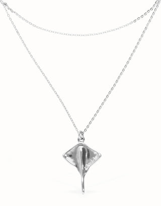 UNOde50 Multi strand chain necklace with manta ray  - Sterling Silver
