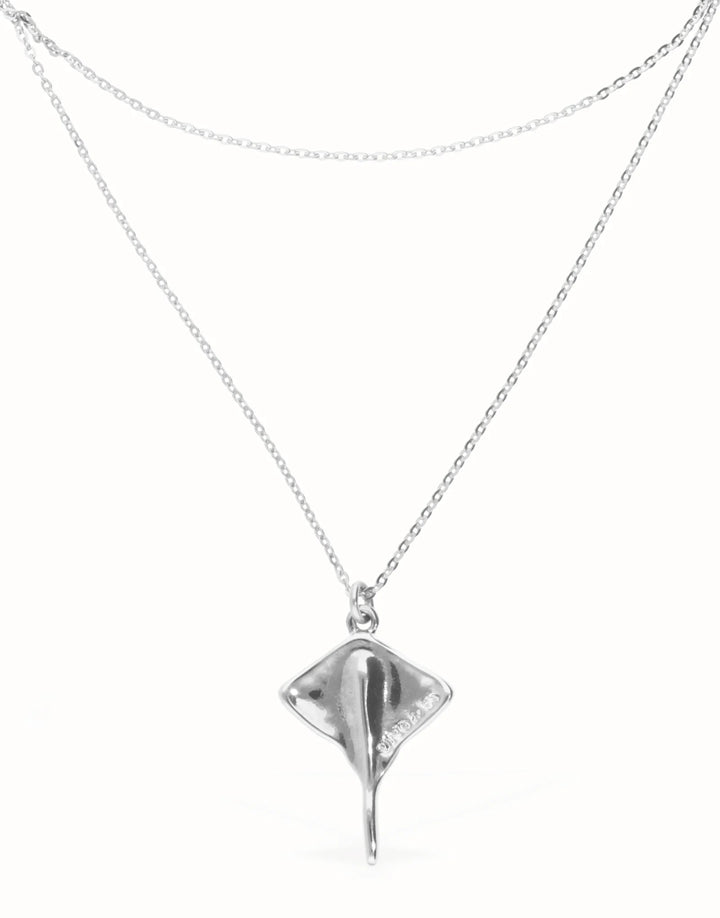 UNOde50 Multi strand chain necklace with manta ray  - Sterling Silver