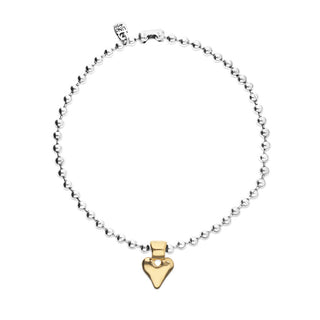 UNODE50 Sterling silver plated ball necklace with 18k gold heart detail