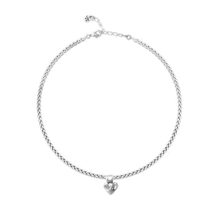 UNODe50 Sterling silver plated ball necklace with heart detail