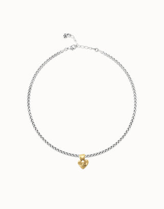 UNODe50 Short chain necklace with small heart detail - Mixed Metal