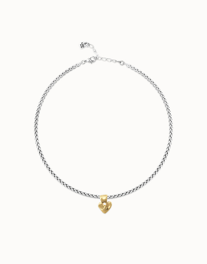 UNODe50 Short chain necklace with small heart detail - Mixed Metal