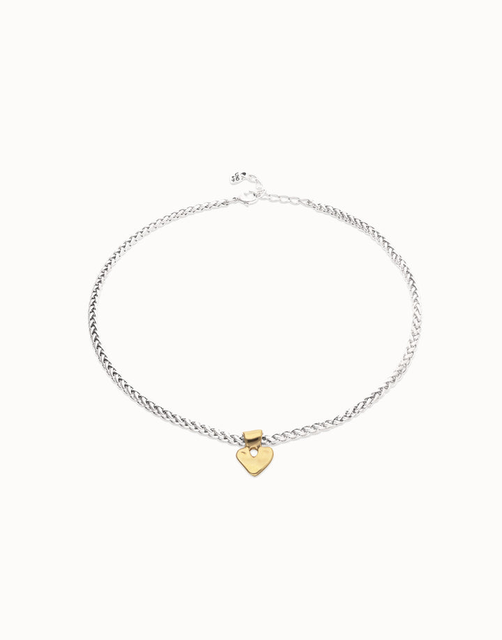 UNODe50 Short chain necklace with small heart detail - Mixed Metal