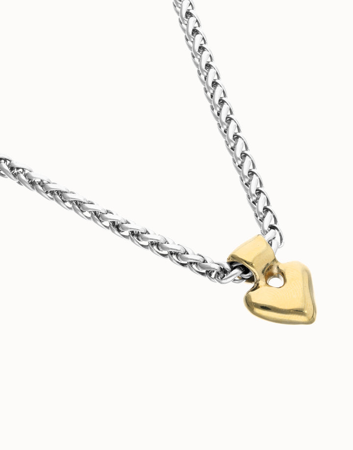 UNODe50 Short chain necklace with small heart detail - Mixed Metal