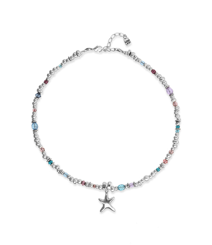 UNODe50 Necklace Prisma Necklace with crystals and small starfish Silver