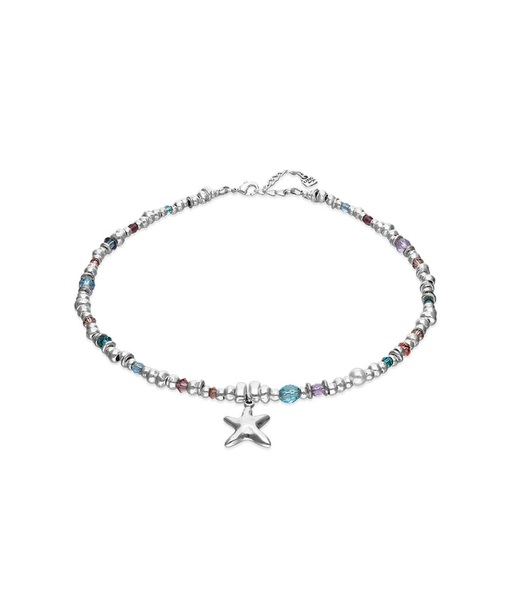 UNODe50 Necklace Prisma Necklace with crystals and small starfish Silver