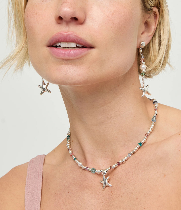 UNODe50 Necklace Prisma Necklace with crystals and small starfish Silver