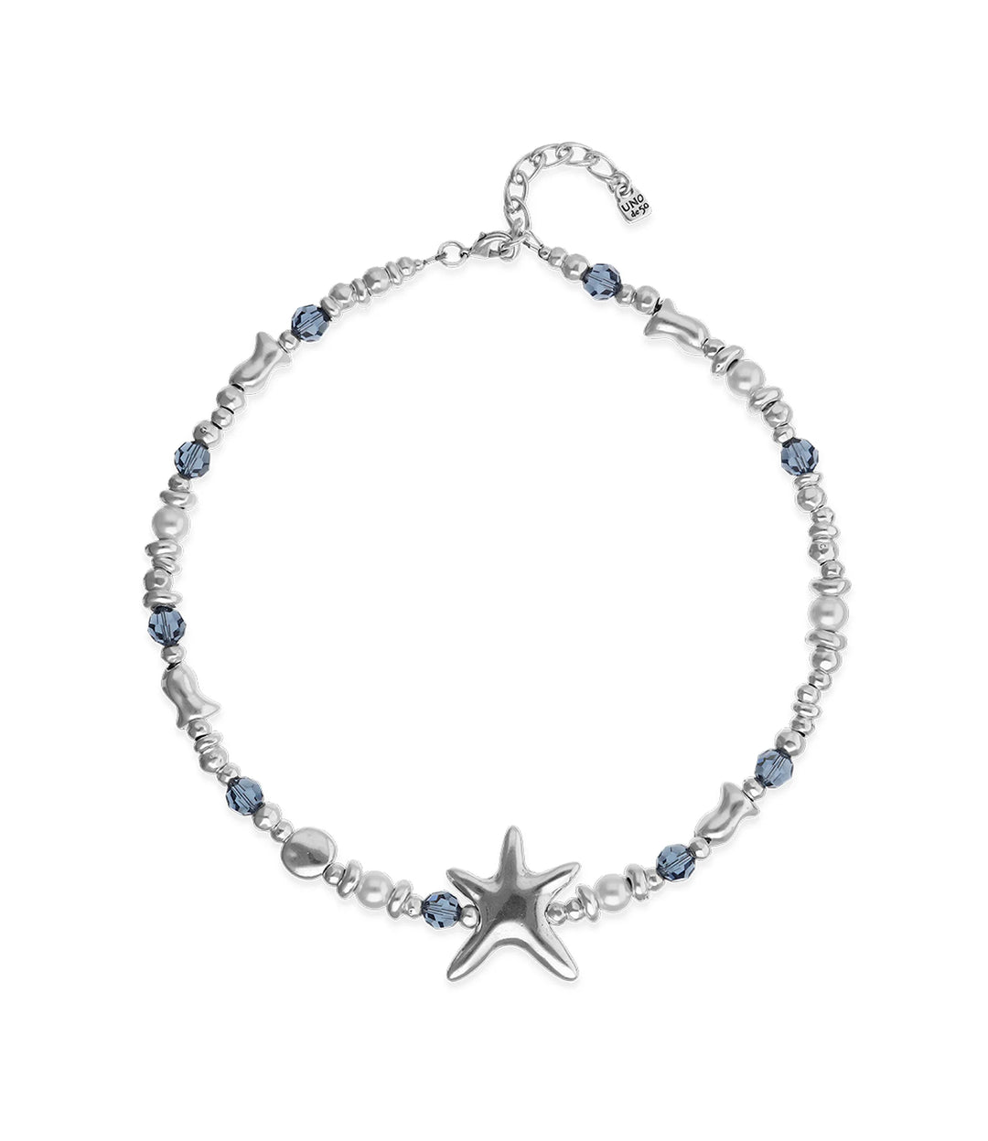 UNODe50 Necklace Starblue Necklace with crystals and big starfish Silver