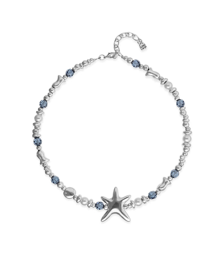 UNODe50 Necklace Starblue Necklace with crystals and big starfish Silver