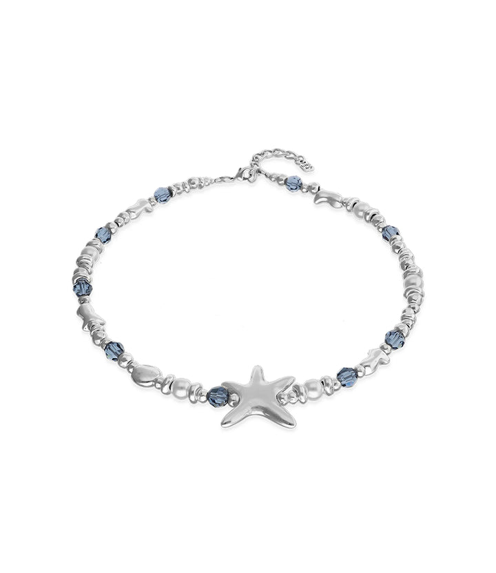 UNODe50 Necklace Starblue Necklace with crystals and big starfish Silver
