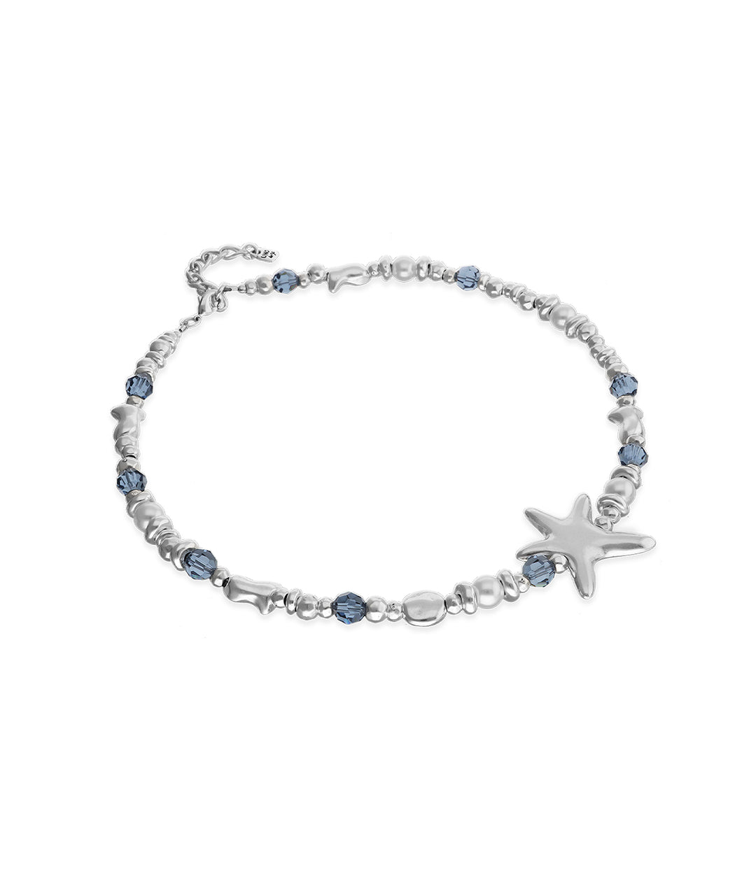 UNODe50 Necklace Starblue Necklace with crystals and big starfish Silver