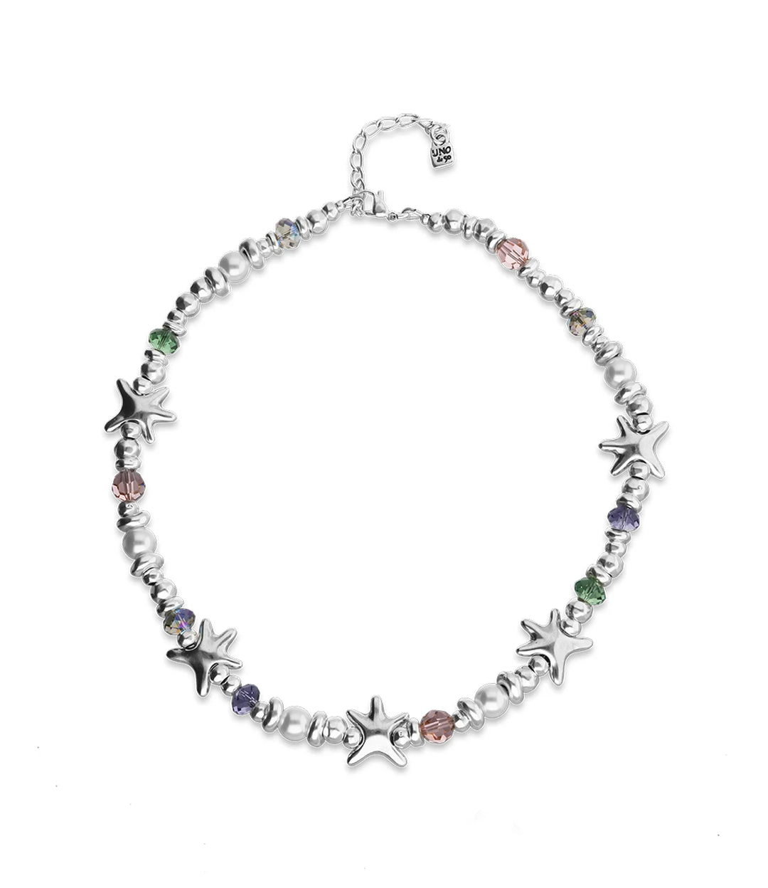 UNODe50 Necklace Espectro Short necklace with crystals and small starfishes Silver