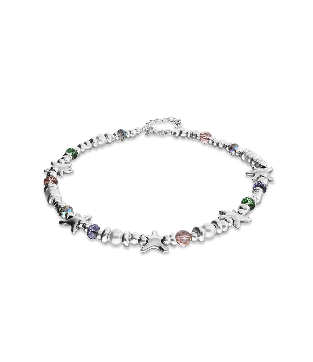 UNODe50 Necklace Espectro Short necklace with crystals and small starfishes Silver