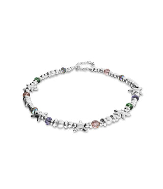UNODe50 Necklace Espectro Short necklace with crystals and small starfishes Silver
