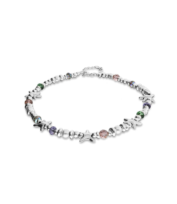 UNODe50 Necklace Espectro Short necklace with crystals and small starfishes Silver