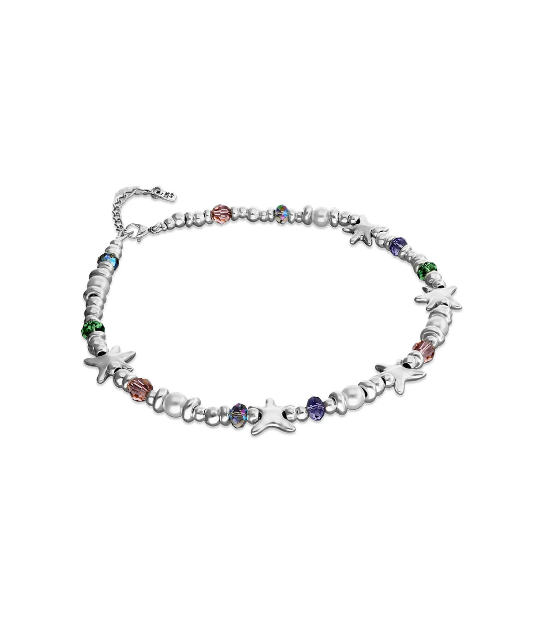 UNODe50 Necklace Espectro Short necklace with crystals and small starfishes Silver