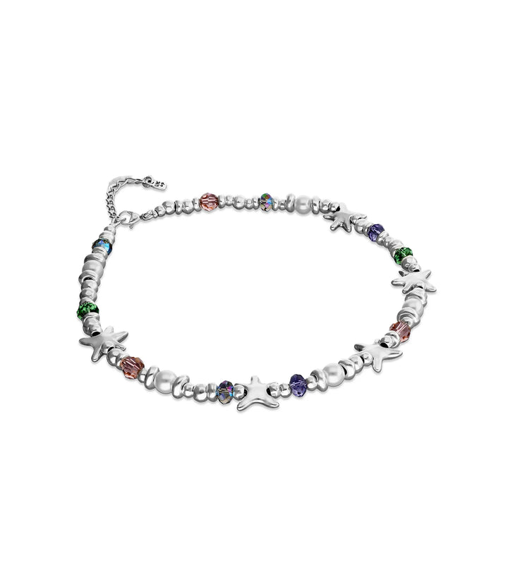 UNODe50 Necklace Espectro Short necklace with crystals and small starfishes Silver