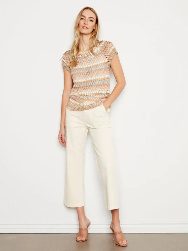 Charlie B Crochet Cap Sleeve Top - Pebble