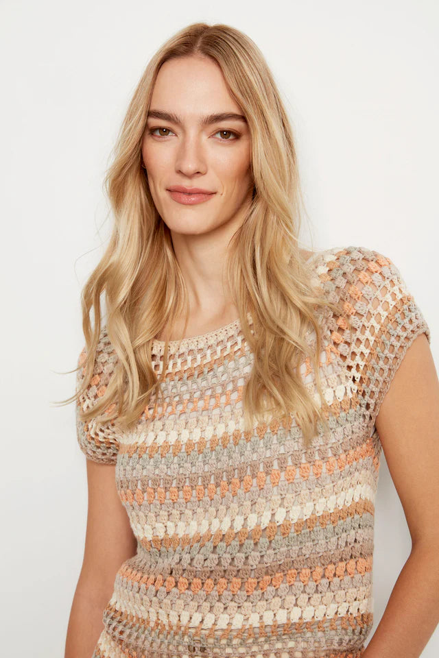 Charlie B Crochet Cap Sleeve Top - Pebble