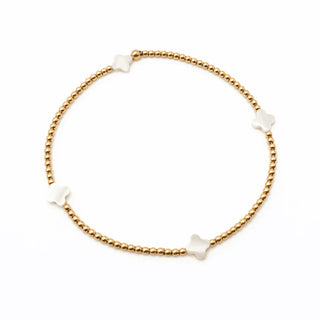 Erin Gray The Lucky Clover Bracelet in White Mother of Pearl
