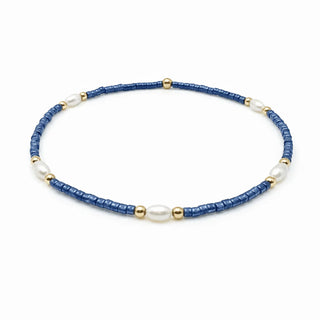Erin Gray Game Day – Pearl, Blue & Gold Waterproof Bracelets