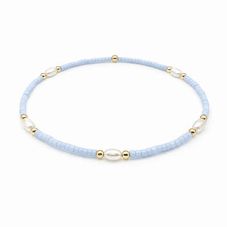 Erin Gray Game Day - Pearl, Light Blue & Gold-Filled Waterproof Bracelets