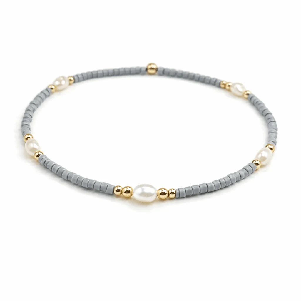 Erin Gray Game Day - Pearl, Gray &amp; Gold-Filled Waterproof Bracelets