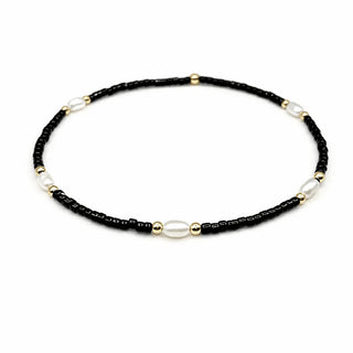 Erin Gray Game Day Game Day - Pearl, Black & Gold-Filled Waterproof Bracelets