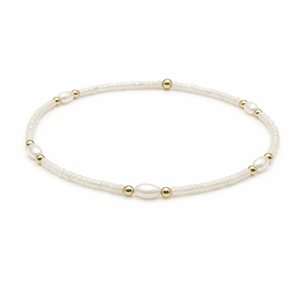 Erin Gray Game Day - Pearl, White &amp; Gold-Filled Waterproof Bracelets