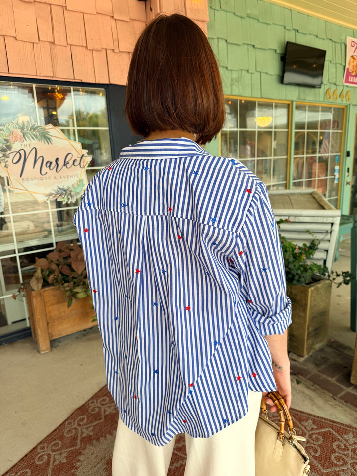 Stars &amp; Stripes Button-Down Blouse