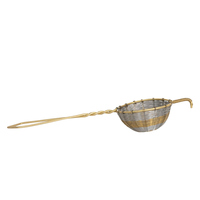 Stainless Steel and Brass Strainer, Antique Gold and Silver Finish