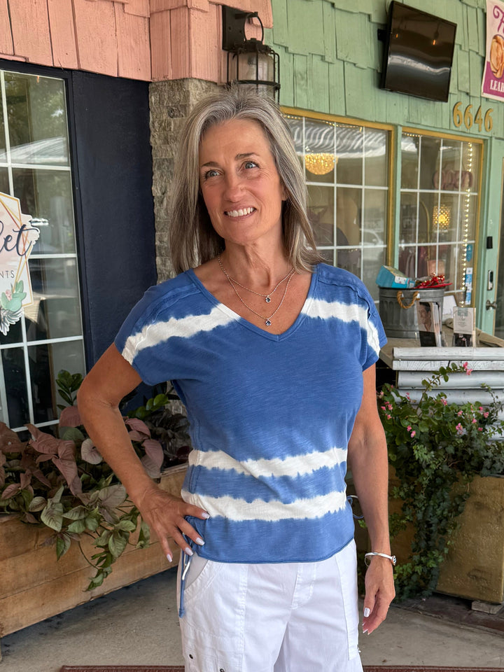 XCVI Wearables Diggory Jersey Cinchable Dolman Tee  in Caravel Wash Lakeside