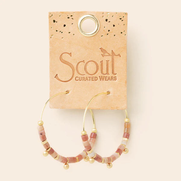 Scout Stone Disc Hoop Earring - Rhodonite/Gold