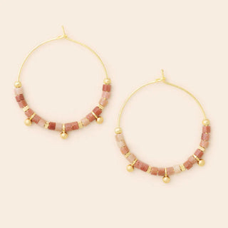 Scout Stone Disc Hoop Earring - Rhodonite/Gold