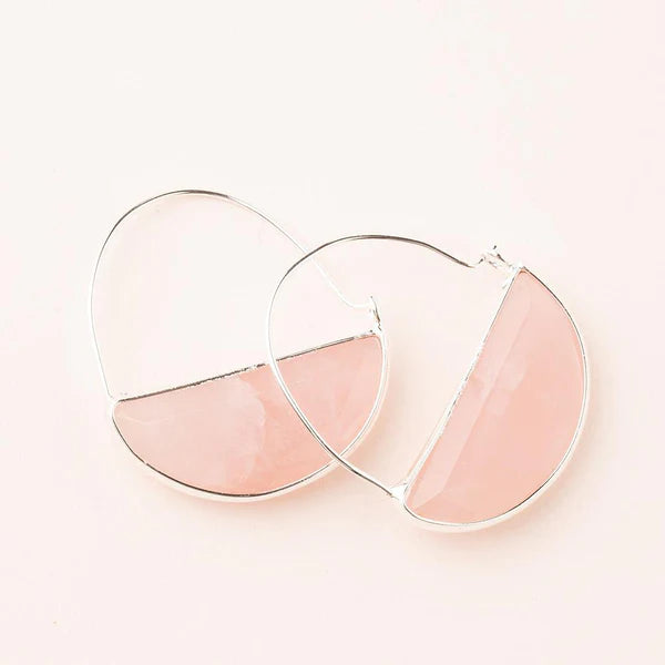 Scout Curated Wears - Stone Prism Hoop Earring - Rose Quartz/Silver
