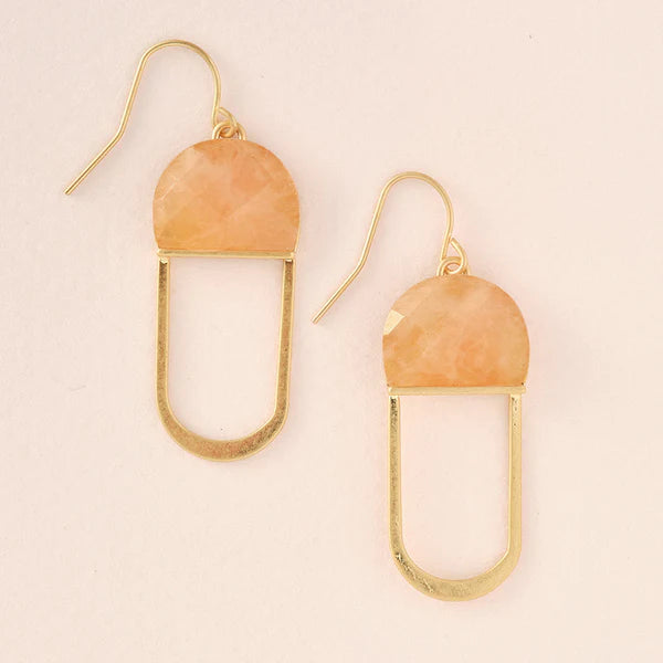 Scout - Modern Stone Chandelier Earring - Sunstone/Gold