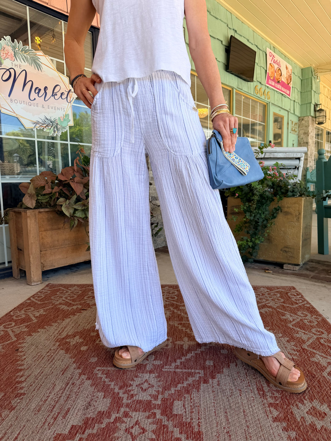 XCVI Striped Muriel Wide Leg White