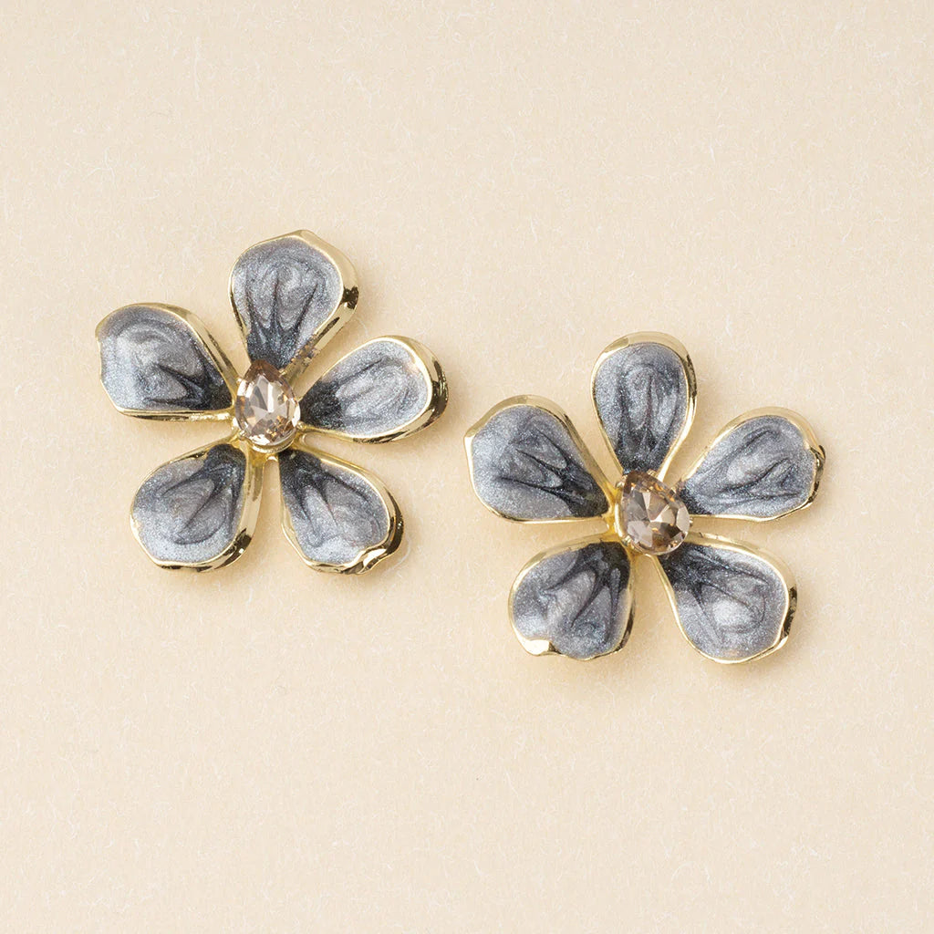 Scout - Sparkle &amp; Shine Lg Enamel Flower Earring - Warm Grey/Gold