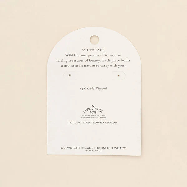 Scout Pressed Flower Hoop Earring - White Lace Flower/Gold