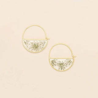 Scout Pressed Flower Hoop Earring - White Lace Flower/Gold
