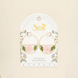Scout Pressed Flower Hoop Earring - Pink Cherry Blossom/Gold