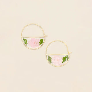 Scout Pressed Flower Hoop Earring - Pink Cherry Blossom/Gold