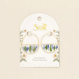 Scout Pressed Flower Hoop Earring - Purple Cornflower/Gold