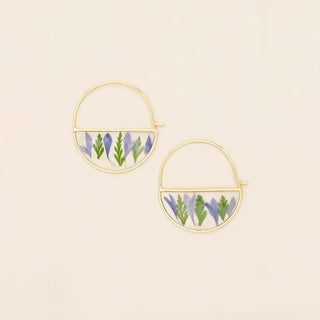 Scout Pressed Flower Hoop Earring - Purple Cornflower/Gold