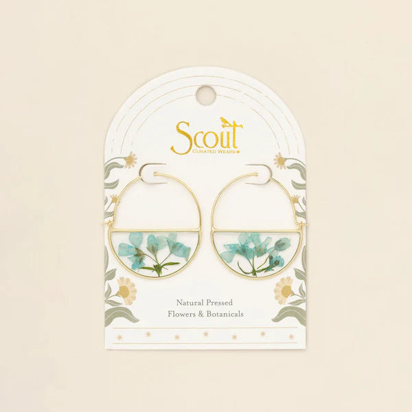 Scout Pressed Flower Hoop Earring - Blue Baby&