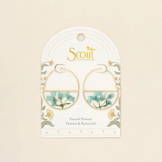 Scout Pressed Flower Hoop Earring - Blue Baby's Breath/Gold