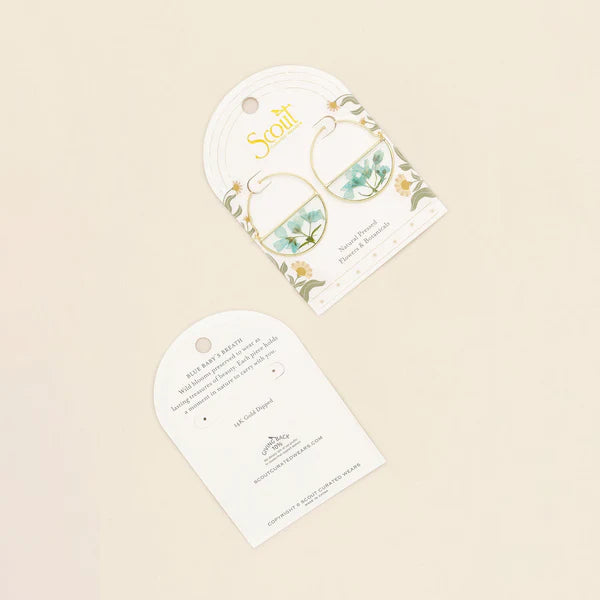 Scout Pressed Flower Hoop Earring - Blue Baby&
