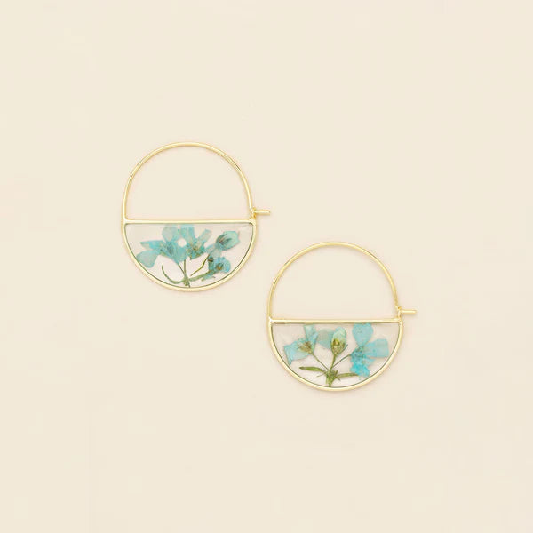 Scout Pressed Flower Hoop Earring - Blue Baby&