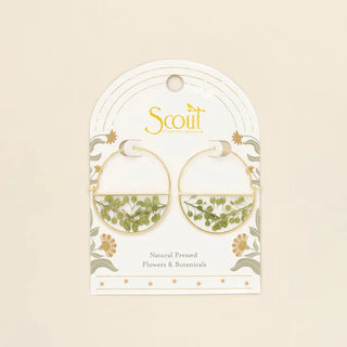 Scout Pressed Flower Hoop Earring - Green Peppergrass/Gold
