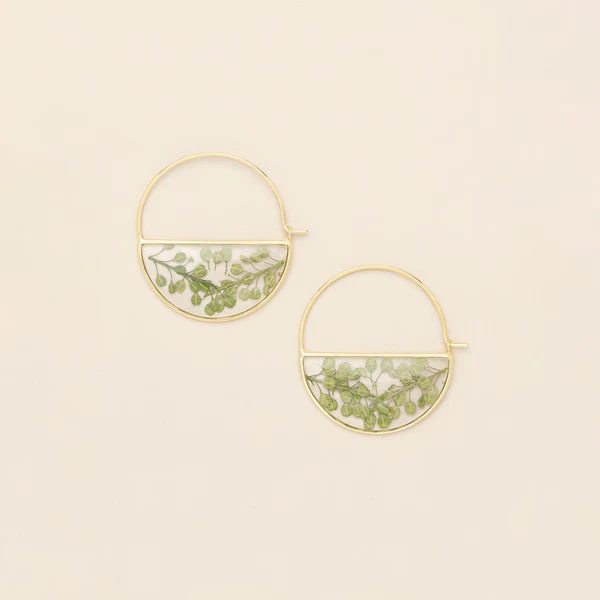 Scout Pressed Flower Hoop Earring - Green Peppergrass/Gold